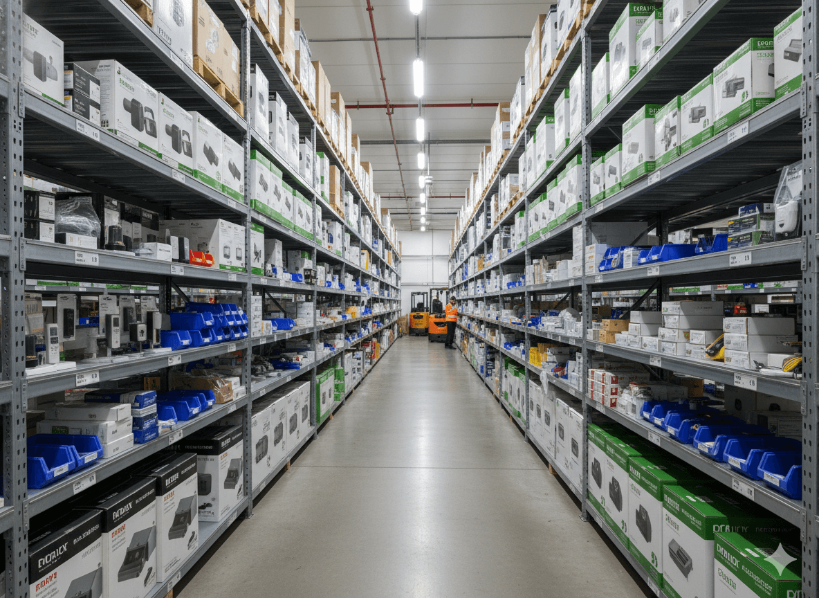 Warehouse shelves with gate motors
