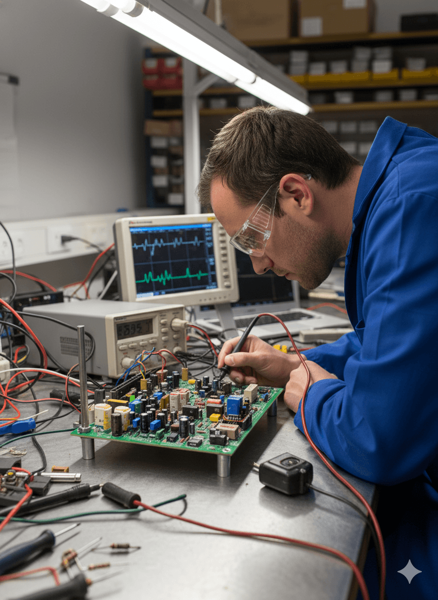 Technician testing gate motor